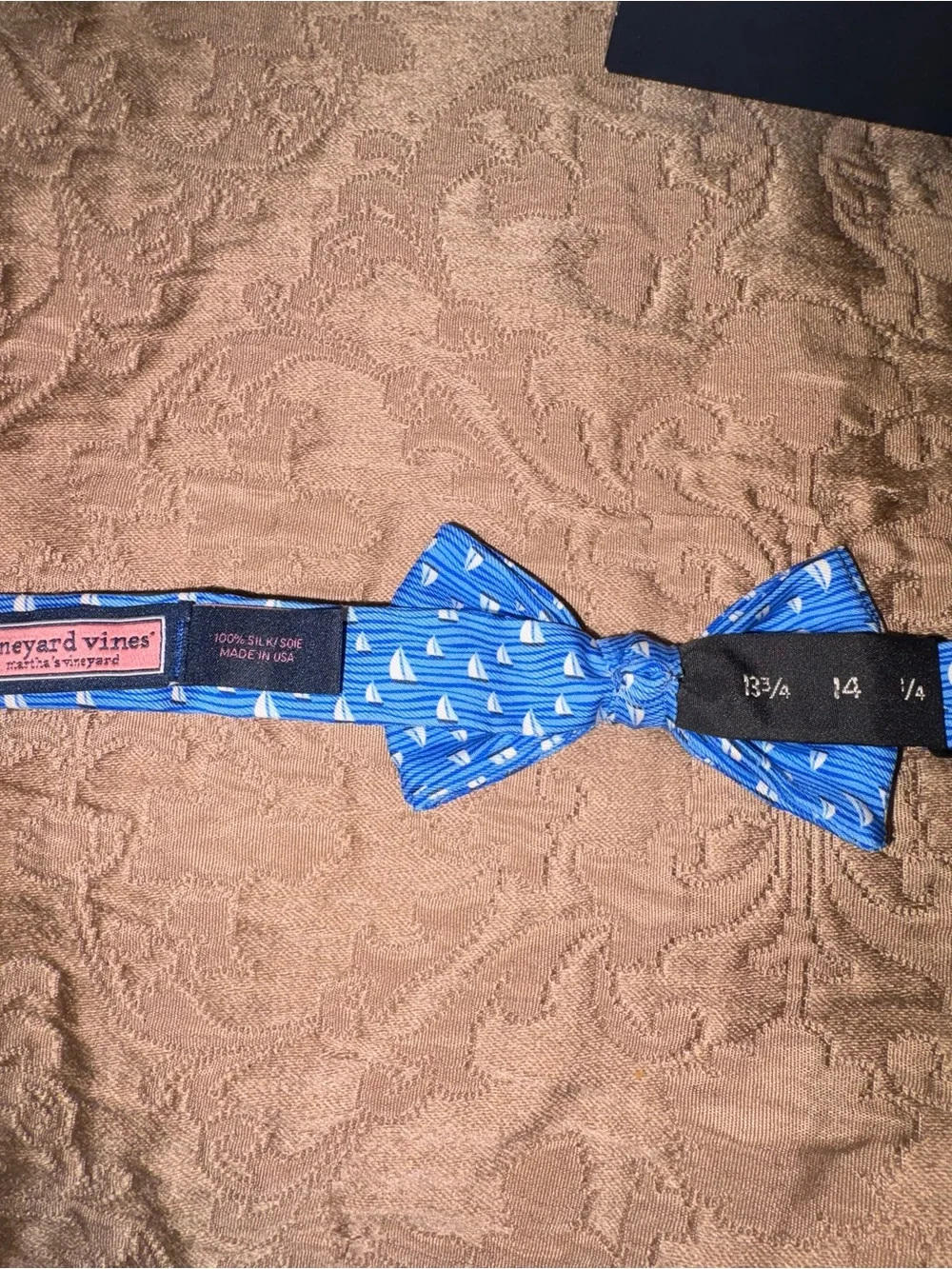 Vineyard Vines Blue Sailboat Pattern Bow Tie
